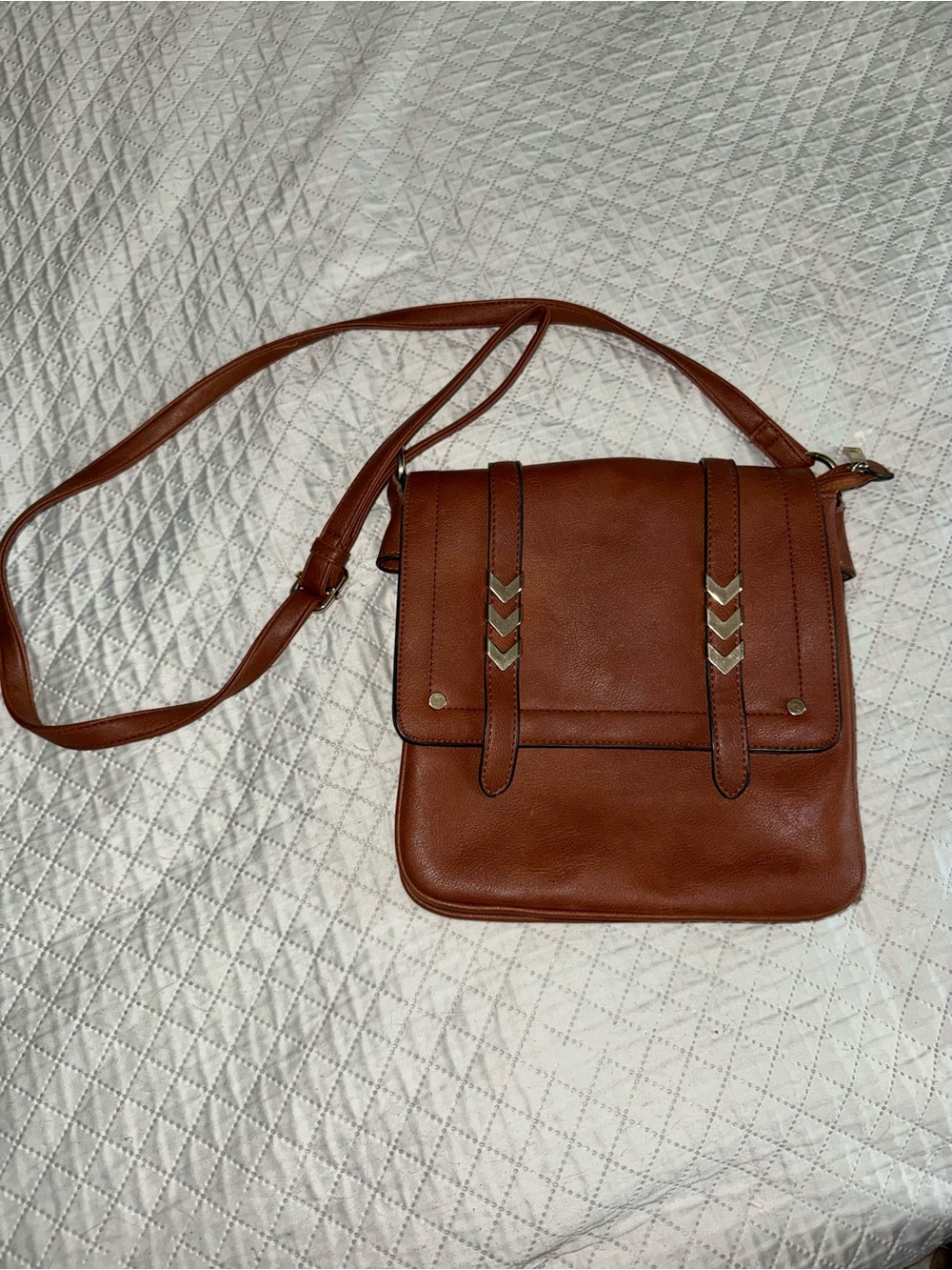 Brown faux Leather Crossbody Shoulder Bag